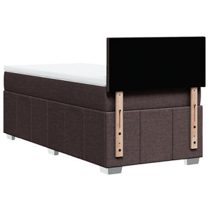 Κρεβάτι Boxspring με Στρώμα Σκούρο Καφέ 100x200 εκ. Υφασμάτινο - Pakobazaar