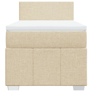 Κρεβάτι Boxspring με Στρώμα Κρεμ 100 x 200 εκ. Υφασμάτινο - Pakobazaar