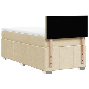 Κρεβάτι Boxspring με Στρώμα Κρεμ 100 x 200 εκ. Υφασμάτινο - Pakobazaar