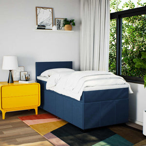 Κρεβάτι Boxspring με Στρώμα Μπλε 100 x 200 εκ. Υφασμάτινο