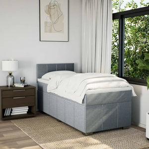 Κρεβάτι Boxspring με Στρώμα Ανοιχτό Γκρι 100x200 εκ. Υφασμάτινο - Pakobazaar