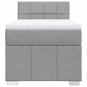 Κρεβάτι Boxspring με Στρώμα Ανοιχτό Γκρι 100x200 εκ. Υφασμάτινο - Pakobazaar