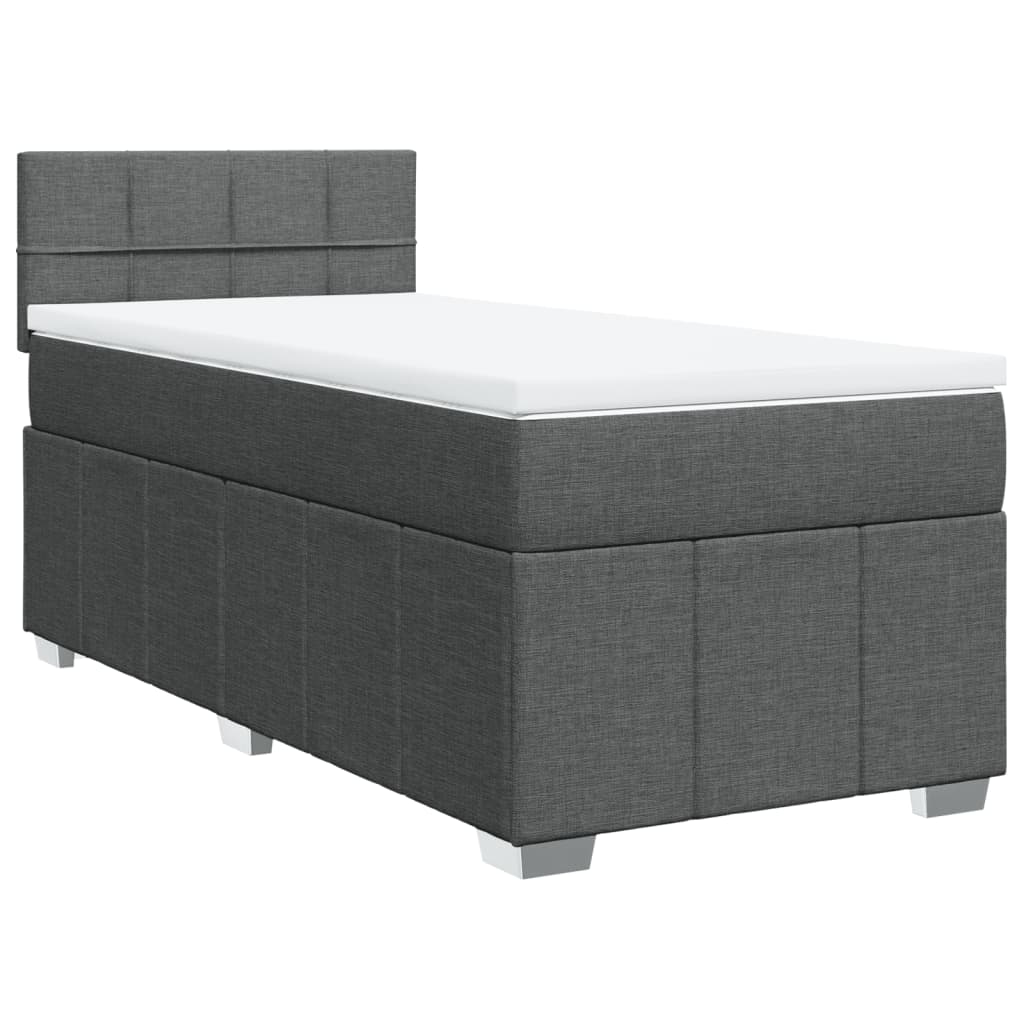 Κρεβάτι Boxspring με Στρώμα Σκούρο Γκρι 100x200 εκ. Υφασμάτινο - Pakobazaar