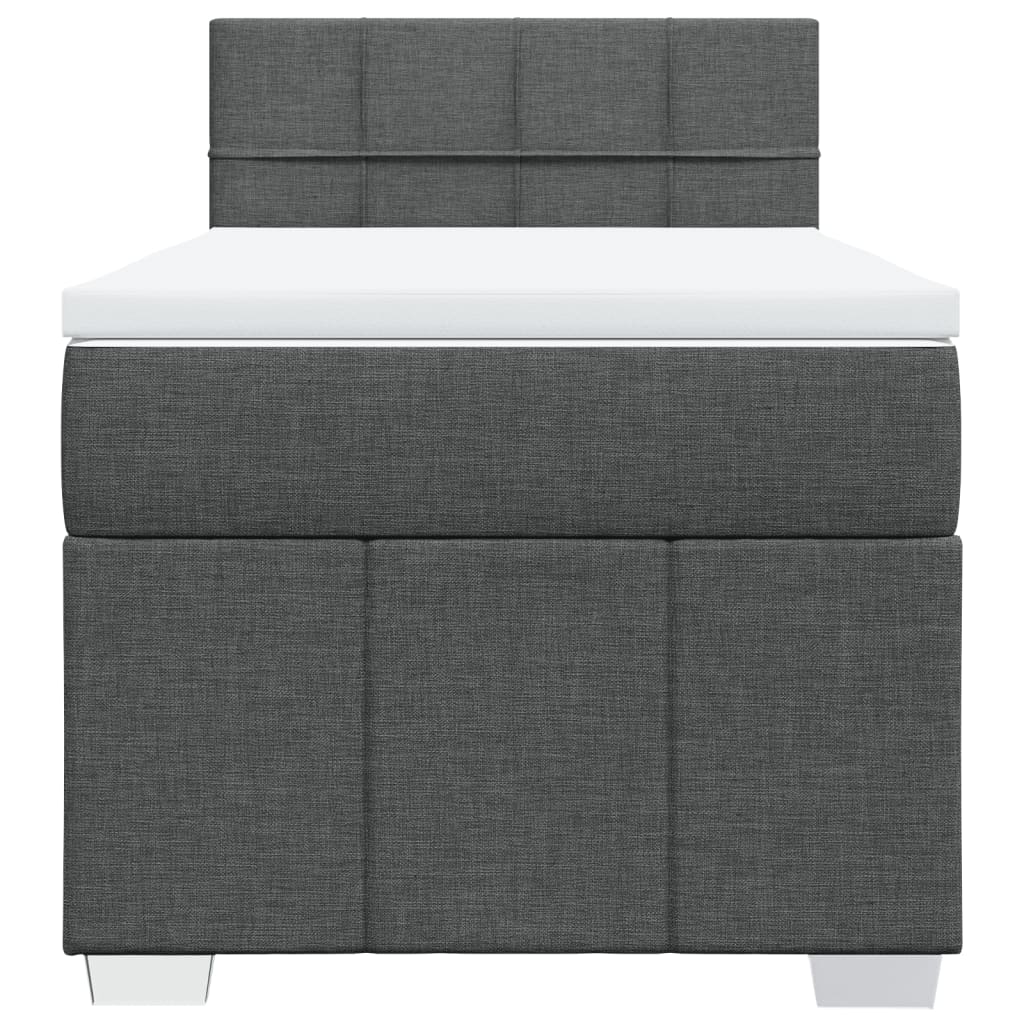 Κρεβάτι Boxspring με Στρώμα Σκούρο Γκρι 100x200 εκ. Υφασμάτινο - Pakobazaar