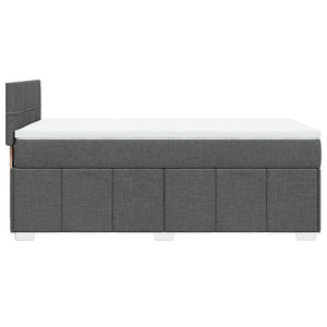 Κρεβάτι Boxspring με Στρώμα Σκούρο Γκρι 100x200 εκ. Υφασμάτινο - Pakobazaar
