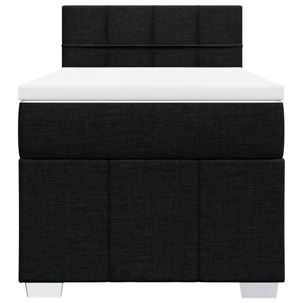Κρεβάτι Boxspring με Στρώμα Μαύρο 100 x 200 εκ. Υφασμάτινο - Pakobazaar