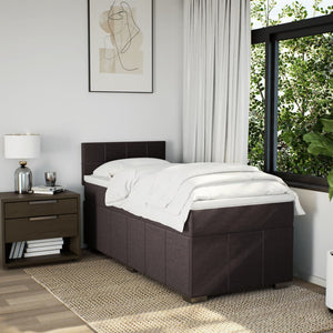 Κρεβάτι Boxspring με Στρώμα Σκούρο Καφέ 100x200 εκ. Υφασμάτινο - Pakobazaar