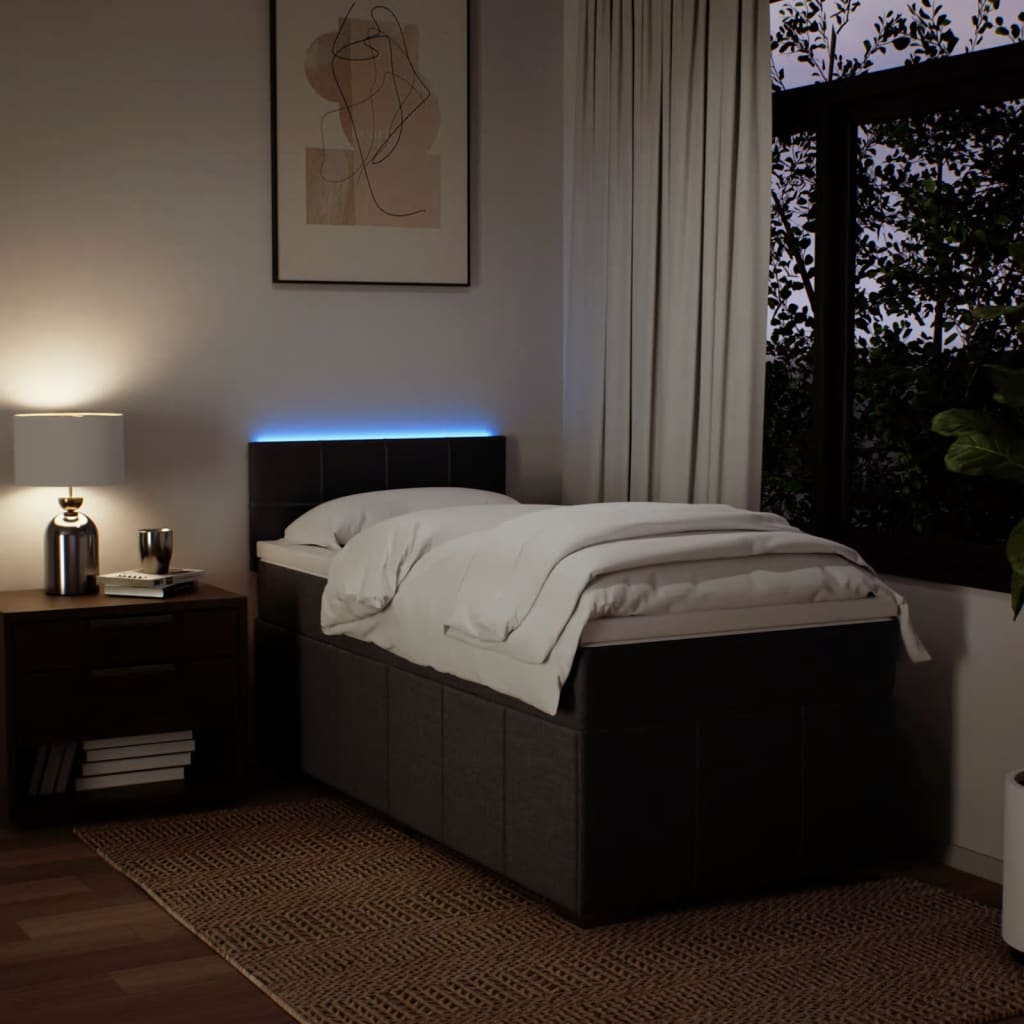 Κρεβάτι Boxspring με Στρώμα Σκούρο Καφέ 100x200 εκ. Υφασμάτινο - Pakobazaar