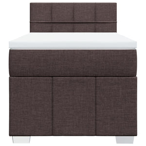 Κρεβάτι Boxspring με Στρώμα Σκούρο Καφέ 100x200 εκ. Υφασμάτινο - Pakobazaar