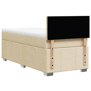 Κρεβάτι Boxspring με Στρώμα Κρεμ 100 x 200 εκ. Υφασμάτινο - Pakobazaar