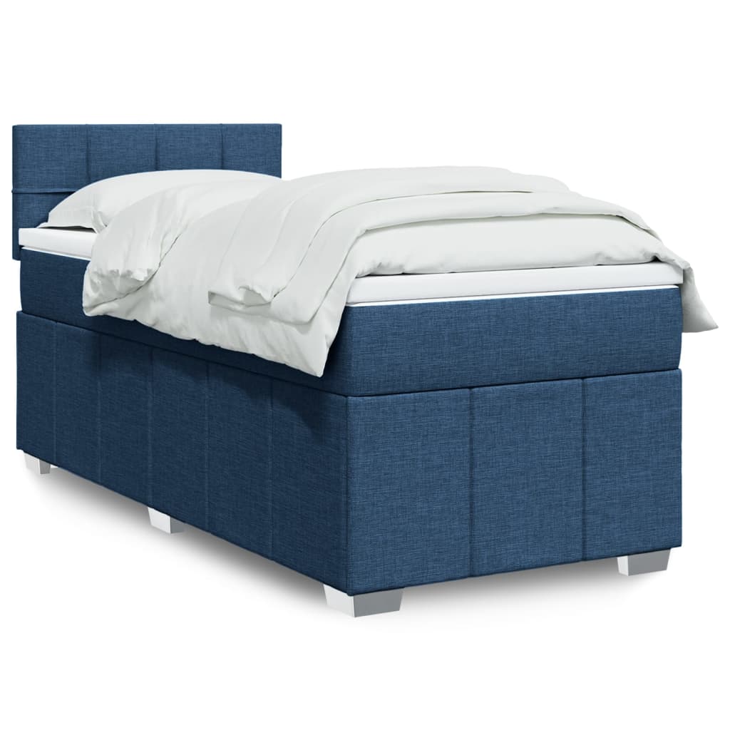 Κρεβάτι Boxspring με Στρώμα Μπλε 100 x 200 εκ. Υφασμάτινο