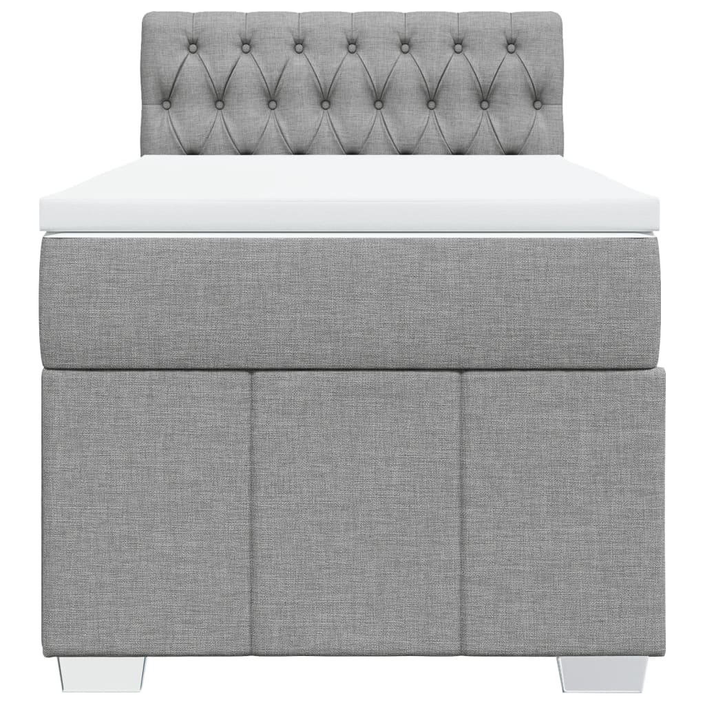 Κρεβάτι Boxspring με Στρώμα Ανοιχτό Γκρι 100x200 εκ. Υφασμάτινο - Pakobazaar