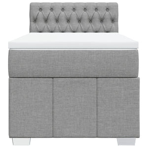 Κρεβάτι Boxspring με Στρώμα Ανοιχτό Γκρι 100x200 εκ. Υφασμάτινο - Pakobazaar