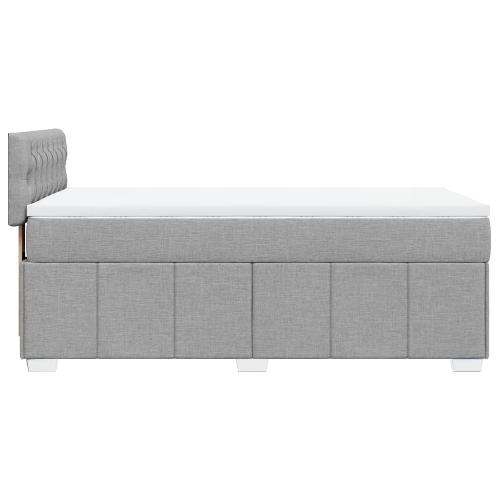 Κρεβάτι Boxspring με Στρώμα Ανοιχτό Γκρι 100x200 εκ. Υφασμάτινο - Pakobazaar
