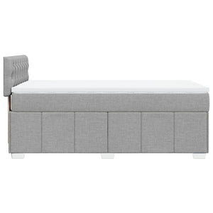 Κρεβάτι Boxspring με Στρώμα Ανοιχτό Γκρι 100x200 εκ. Υφασμάτινο - Pakobazaar
