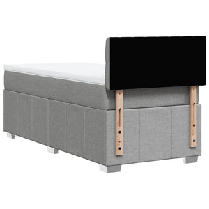 Κρεβάτι Boxspring με Στρώμα Ανοιχτό Γκρι 100x200 εκ. Υφασμάτινο - Pakobazaar