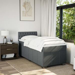 Κρεβάτι Boxspring με Στρώμα Σκούρο Γκρι 100x200 εκ. Υφασμάτινο - Pakobazaar