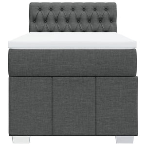 Κρεβάτι Boxspring με Στρώμα Σκούρο Γκρι 100x200 εκ. Υφασμάτινο - Pakobazaar
