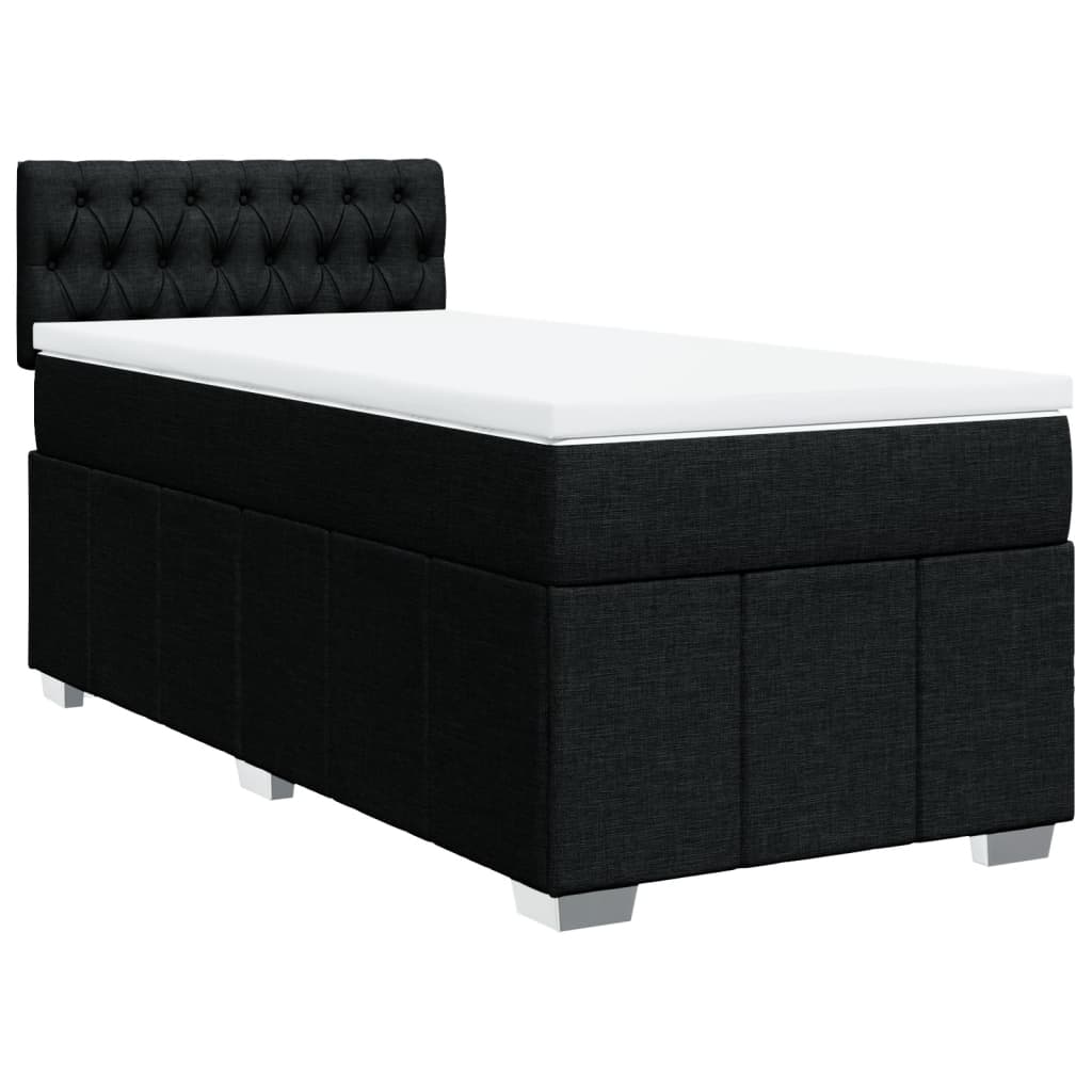 Κρεβάτι Boxspring με Στρώμα Μαύρο 100 x 200 εκ. Υφασμάτινο - Pakobazaar