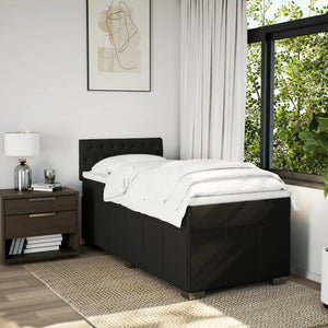 Κρεβάτι Boxspring με Στρώμα Μαύρο 100 x 200 εκ. Υφασμάτινο - Pakobazaar
