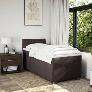 Κρεβάτι Boxspring με Στρώμα Σκούρο Καφέ 100x200 εκ. Υφασμάτινο - Pakobazaar