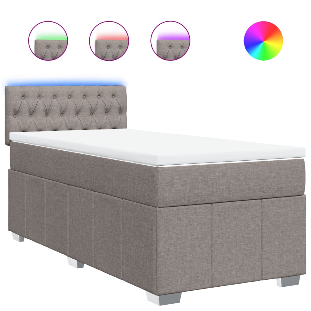 Κρεβάτι Boxspring με Στρώμα Taupe 100 x 200 εκ. Υφασμάτινο - Pakobazaar