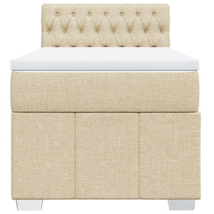 Κρεβάτι Boxspring με Στρώμα Κρεμ 100 x 200 εκ. Υφασμάτινο - Pakobazaar