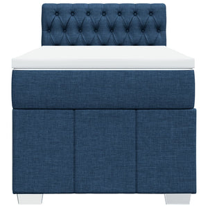 Κρεβάτι Boxspring με Στρώμα Μπλε 100 x 200 εκ. Υφασμάτινο