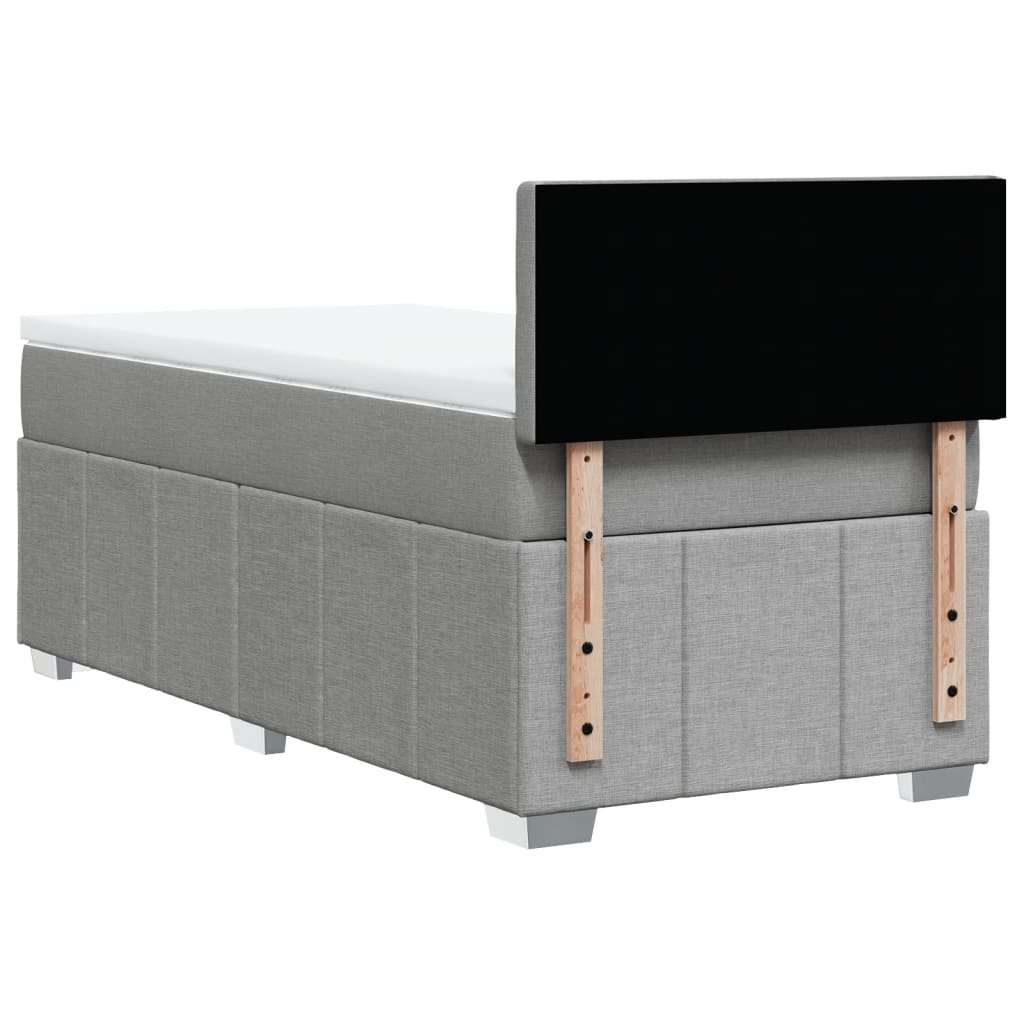 Κρεβάτι Boxspring με Στρώμα Ανοιχτό Γκρι 100x200 εκ. Υφασμάτινο - Pakobazaar