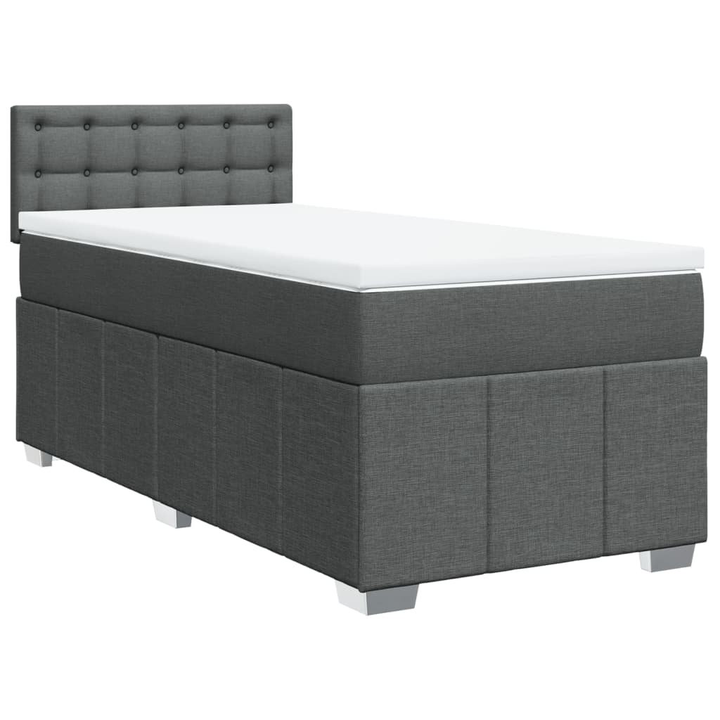 Κρεβάτι Boxspring με Στρώμα Σκούρο Γκρι 100x200 εκ. Υφασμάτινο - Pakobazaar