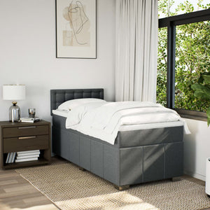 Κρεβάτι Boxspring με Στρώμα Σκούρο Γκρι 100x200 εκ. Υφασμάτινο - Pakobazaar