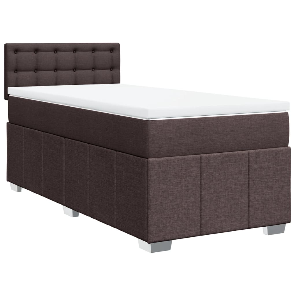 Κρεβάτι Boxspring με Στρώμα Σκούρο Καφέ 100x200 εκ. Υφασμάτινο