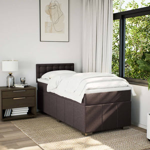 Κρεβάτι Boxspring με Στρώμα Σκούρο Καφέ 100x200 εκ. Υφασμάτινο - Pakobazaar