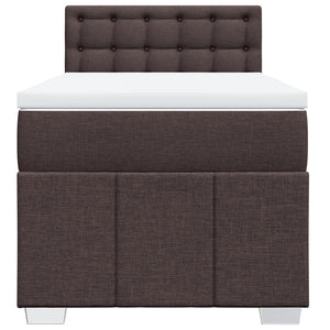 Κρεβάτι Boxspring με Στρώμα Σκούρο Καφέ 100x200 εκ. Υφασμάτινο - Pakobazaar