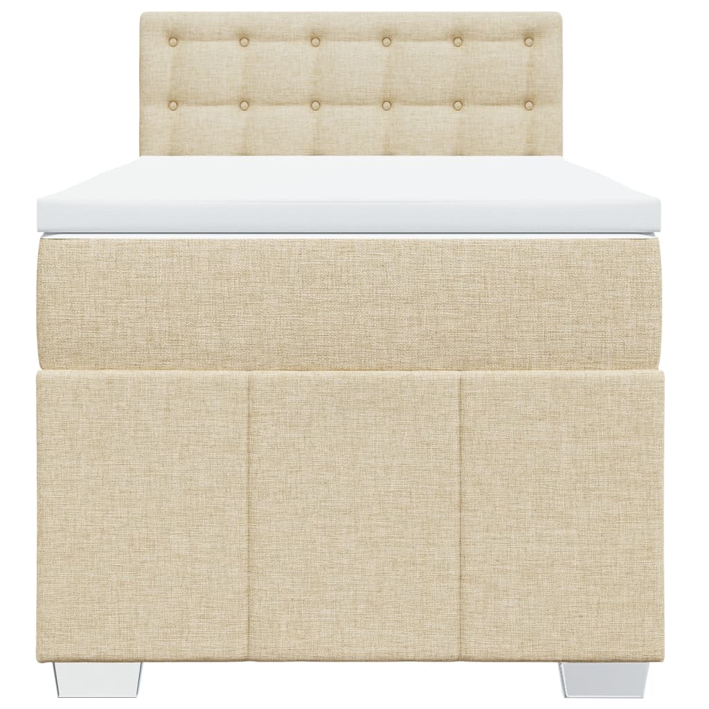 Κρεβάτι Boxspring με Στρώμα Κρεμ 100 x 200 εκ. Υφασμάτινο - Pakobazaar