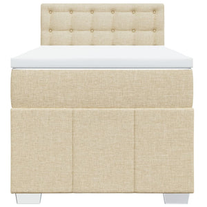 Κρεβάτι Boxspring με Στρώμα Κρεμ 100 x 200 εκ. Υφασμάτινο - Pakobazaar
