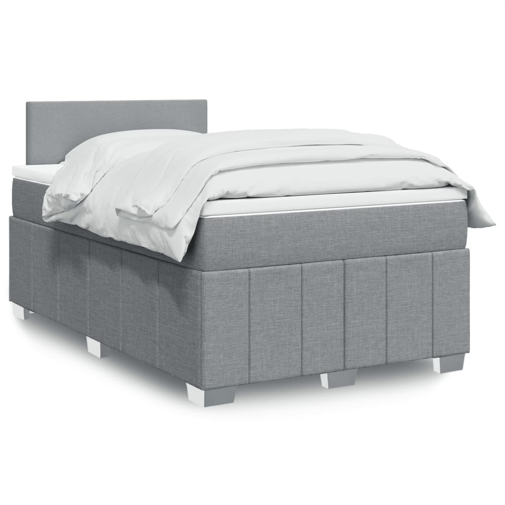 Κρεβάτι Boxspring με Στρώμα Ανοιχτό Γκρι 120x190 εκ. Υφασμάτινο - Pakobazaar