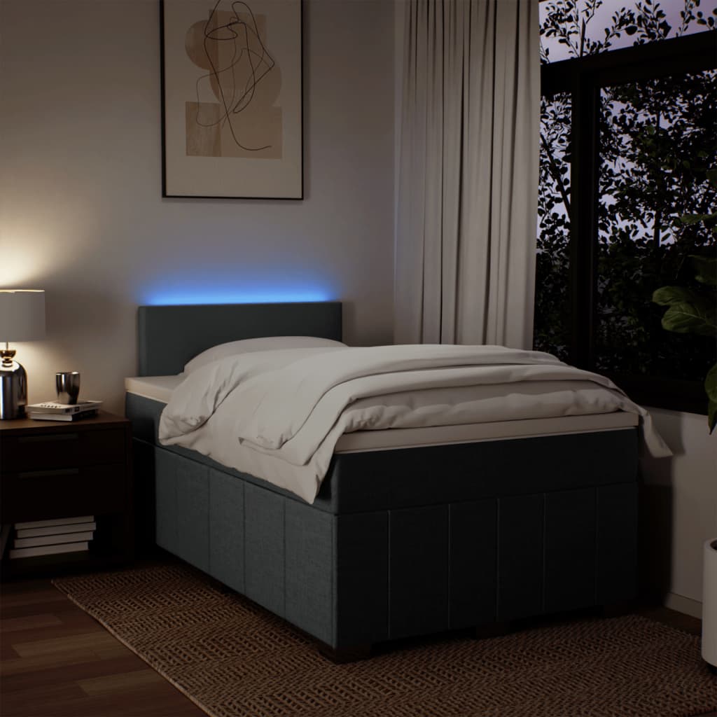 Κρεβάτι Boxspring με Στρώμα Σκούρο Γκρι 120x190 εκ Υφασμάτινο