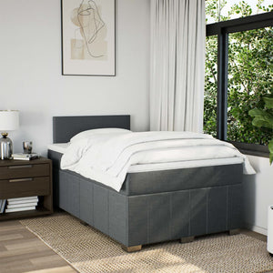 Κρεβάτι Boxspring με Στρώμα Σκούρο Γκρι 120x190 εκ Υφασμάτινο - Pakobazaar