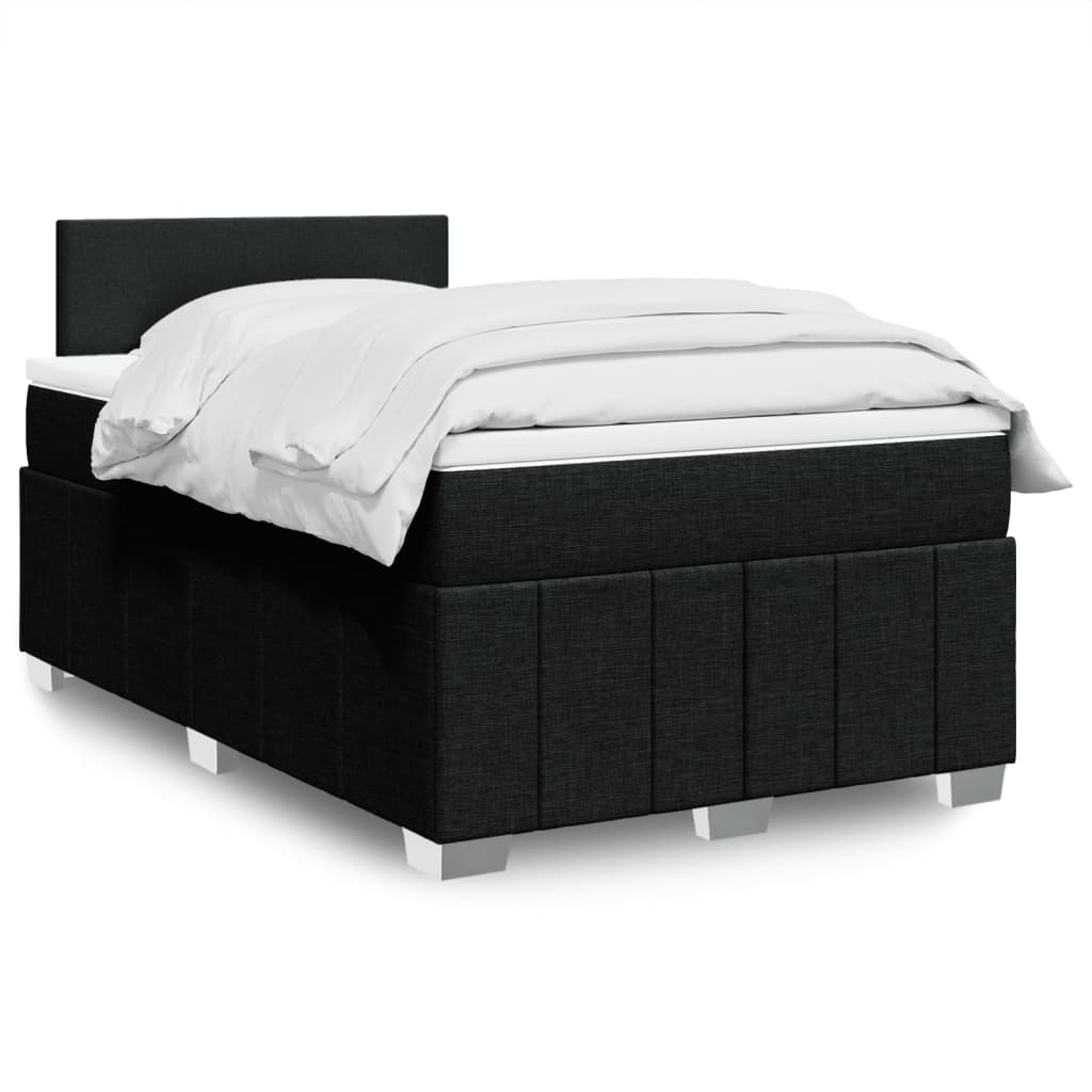 Κρεβάτι Boxspring με Στρώμα Μαύρο 120x190 εκ. Υφασμάτινο