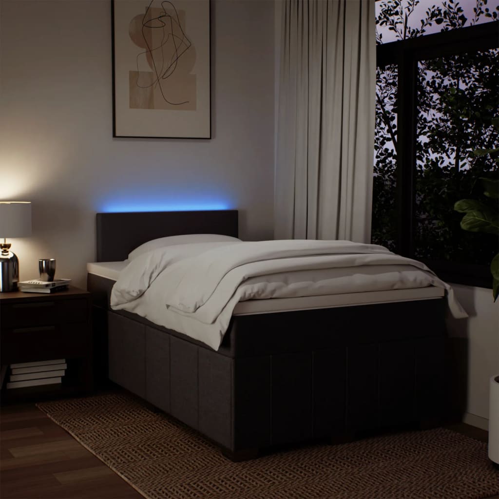 Κρεβάτι Boxspring με Στρώμα Σκούρο Καφέ 120x190 εκ Υφασμάτινο - Pakobazaar