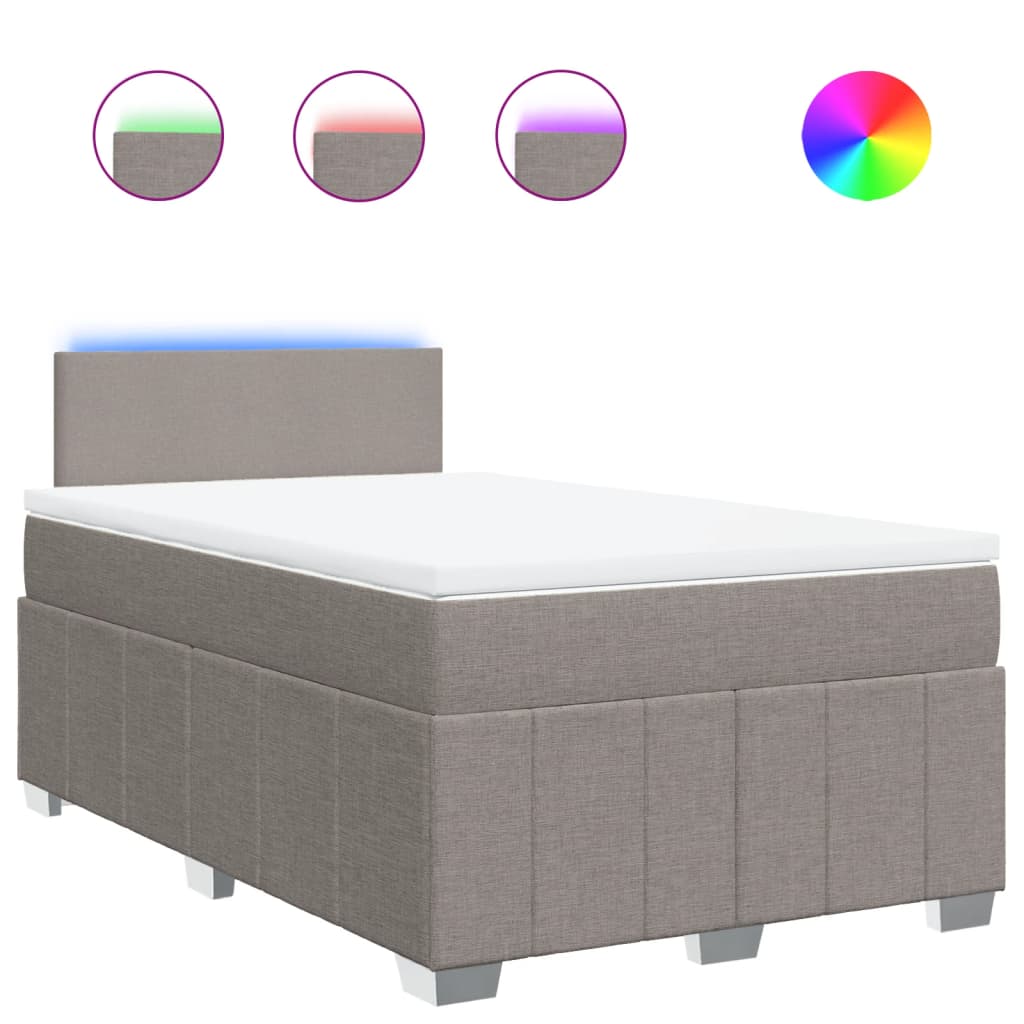 Κρεβάτι Boxspring με Στρώμα Taupe 120x190 εκ. Υφασμάτινο - Pakobazaar