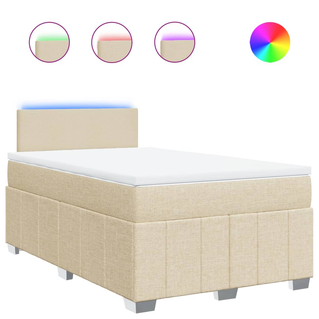 Κρεβάτι Boxspring με Στρώμα Κρεμ 120x190 εκ. Υφασμάτινο - Pakobazaar