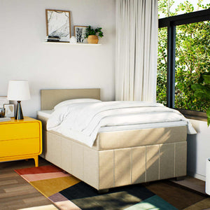 Κρεβάτι Boxspring με Στρώμα Κρεμ 120x190 εκ. Υφασμάτινο - Pakobazaar