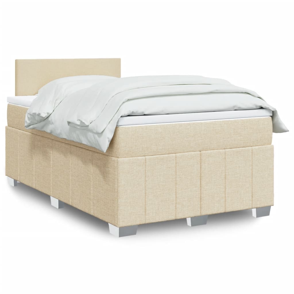Κρεβάτι Boxspring με Στρώμα Κρεμ 120x190 εκ. Υφασμάτινο - Pakobazaar