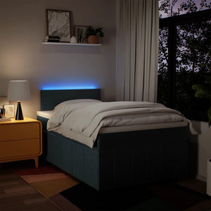 Κρεβάτι Boxspring με Στρώμα Μπλε 120x190 εκ. Υφασμάτινο - Pakobazaar