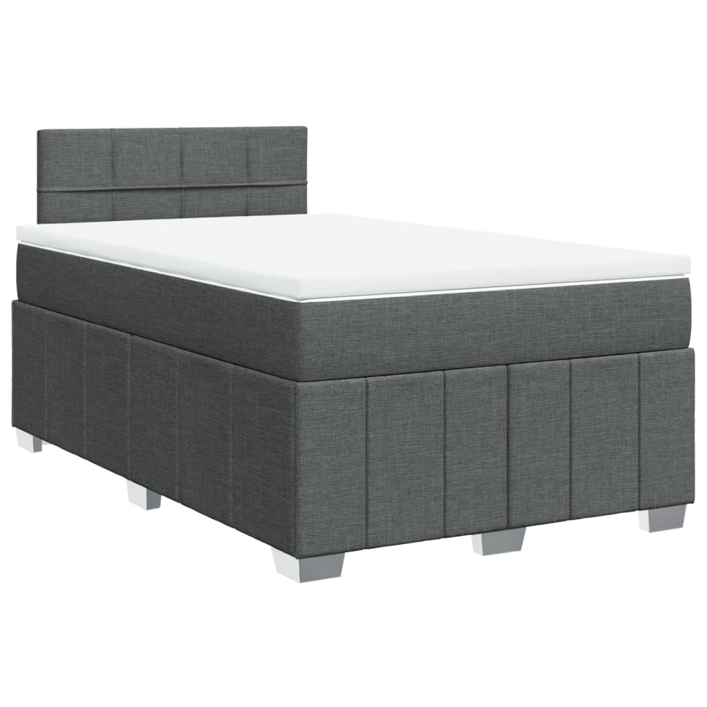 Κρεβάτι Boxspring με Στρώμα Σκούρο Γκρι 120x190 εκ Υφασμάτινο
