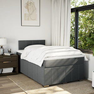 Κρεβάτι Boxspring με Στρώμα Σκούρο Γκρι 120x190 εκ Υφασμάτινο - Pakobazaar