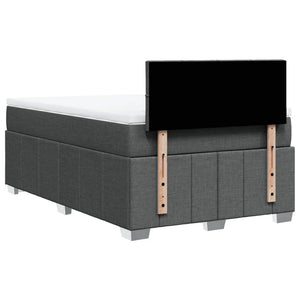 Κρεβάτι Boxspring με Στρώμα Σκούρο Γκρι 120x190 εκ Υφασμάτινο - Pakobazaar