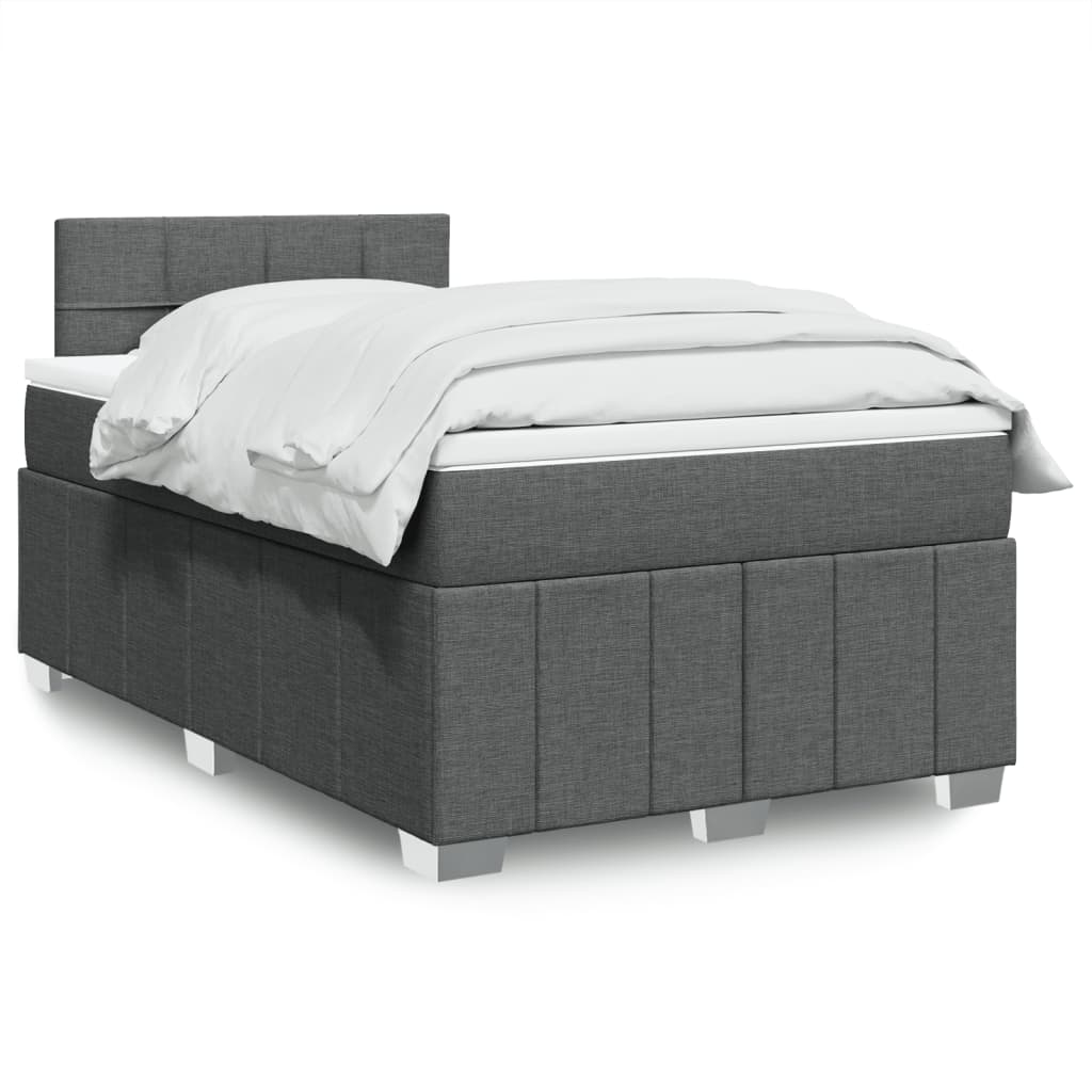 Κρεβάτι Boxspring με Στρώμα Σκούρο Γκρι 120x190 εκ Υφασμάτινο